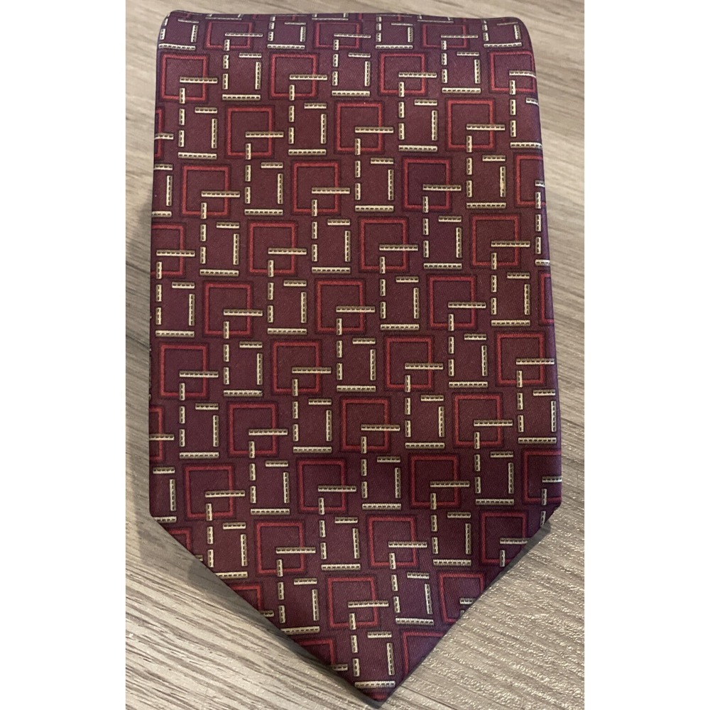 Gucci Mens Silk Tie Maroon Gold Made In Italy